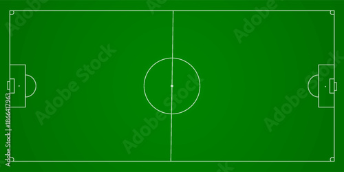 Football fields top view. Soccer grass fields with chalk lines. Green grass field background. Vector Football - Soccer Field. Scheme and marking of the football field, soccer field
