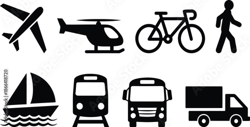 Various modes of transportation icons