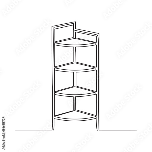 Corner shelf unit with four tiers