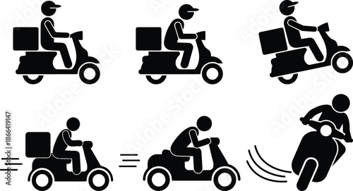 Delivery rider riding scooter with package