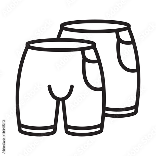 Simple line drawing of two pairs of mens shorts