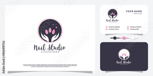 Nail art logo design vector with modern and creative style