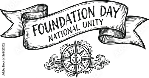 National unity ribbon banner vector for foundation day celebration