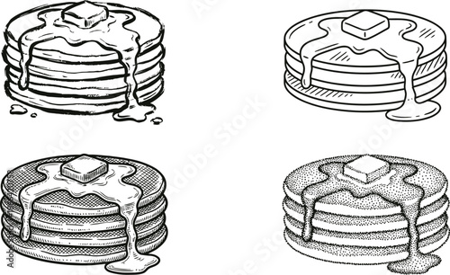 Kitchen utensils set for pancake batter preparation flat design