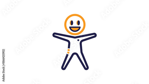 Smiling Figure with Arms Outstretched A Symbol of Joy and Positivity.