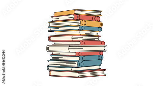 Stack of Colorful Books A Towering Pile of Knowledge and Literary Treasures.