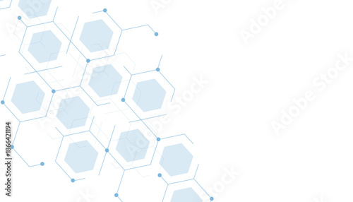 Hexagonal Molecular structure abstract tech network pattern. abstract geometric hexagon with connecting dots and lines
