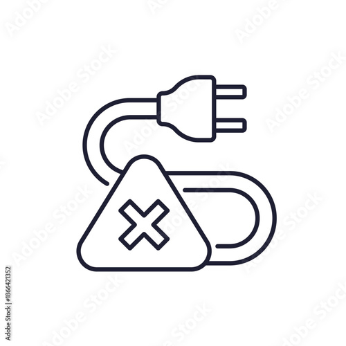 blackout, no electricity line icon with electric plug