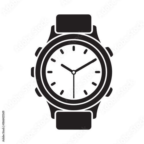 Simple black and white illustration of a wristwatch