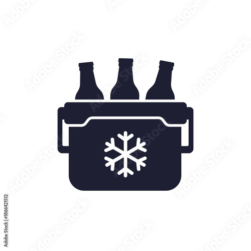 cooler with beer icon, portable ice box for drinks vector