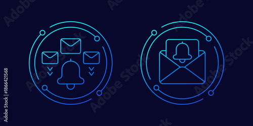 email alert icons, linear design