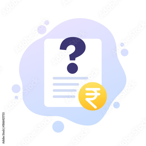 hidden costs icon with indian rupee, unknown expenses vector