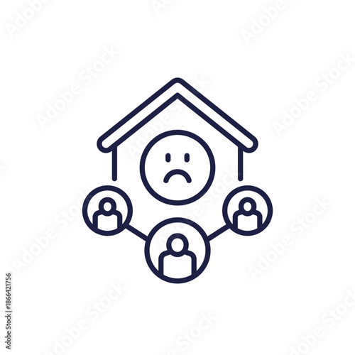 housing insecurity line icon with home