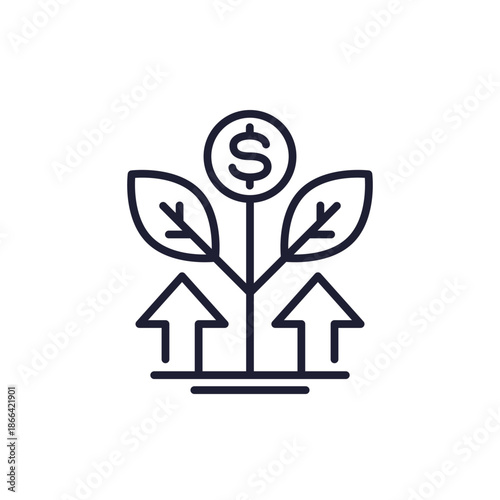 Passive income line icon, money growing vector