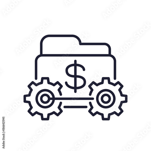 project cost line icon with folder