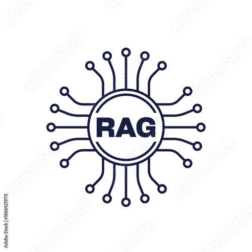 RAG icon, Artificial intelligence and LLM vector design