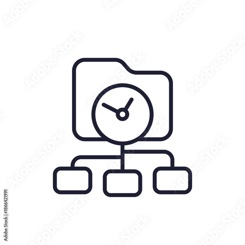 project management line icon, tasks and work time