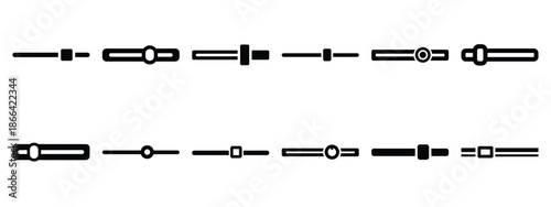 Minimalist black silhouette of a horizontal slider vector icon set.