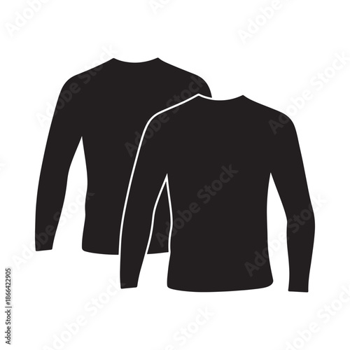 Two black long sleeved shirts on white background