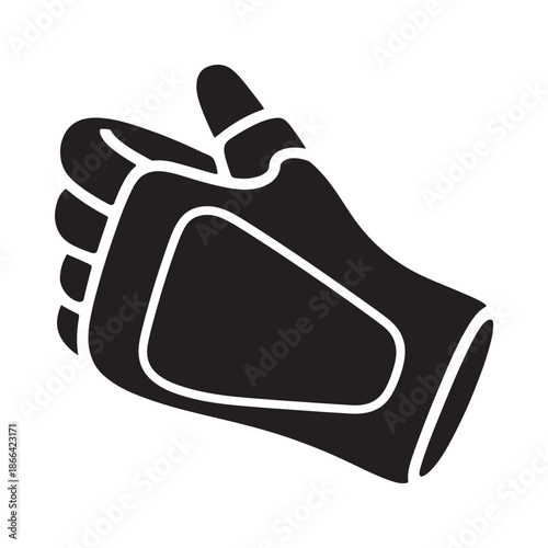 Black glove with white outline giving thumbs up gesture