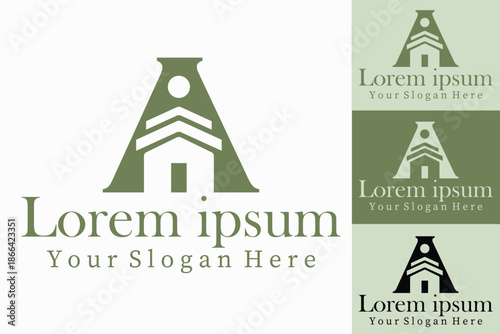 Abstract House and Letter A Logo Design Representing Real Estate Architecture and Construction Branding Concept