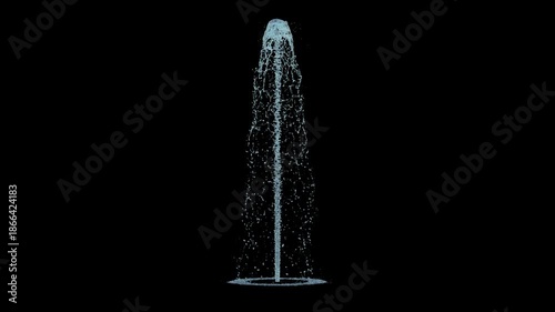 Isolated Tall Trickle Fountain rising up straight on a black background
