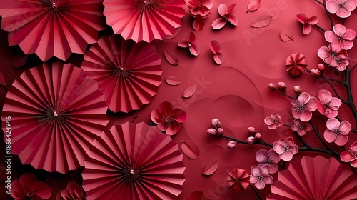 Happy New Year Concept on Red Background with Festive Celebration Mood