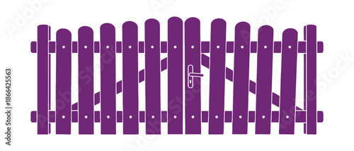 Icon representing a fence and gate. Fencing. Front-facing view. Simple flat vector illustration. Isolated on a white background. Isolate

