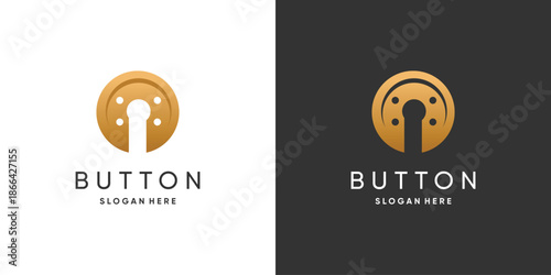 Fashion logo design with button concept idea