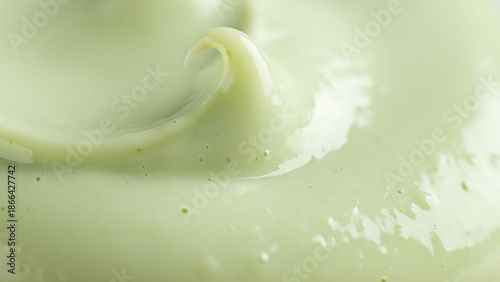 Smooth green cream texture with glossy swirl and subtle bubbles