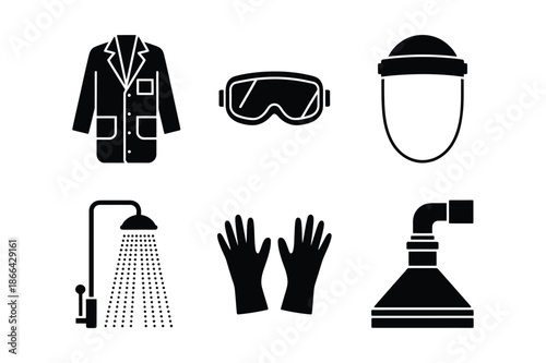 Personal protective equipment and safety gear icons