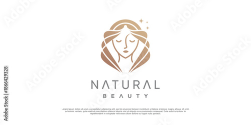 Woman beauty logo design with modern unique concept
