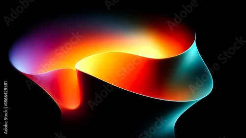 Colorful, abstract image of a wave with a black background. The colors are vibrant and the wave appears to be moving