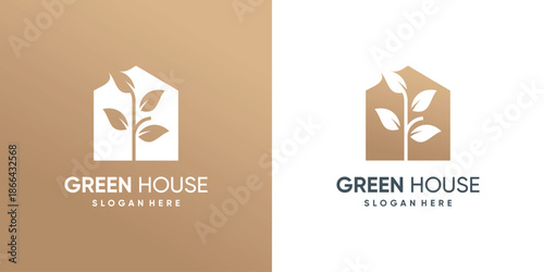 Green house logo design template with modern style