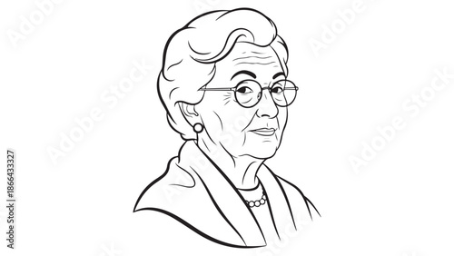 Elegant portrait of an older woman with glasses Vector, illustration