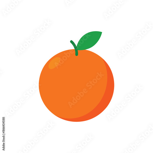Fresh Orange with Green Leaf Design Vector Illustration