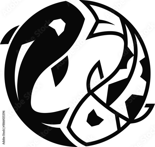 Koi fish swimming in circle formation yin yang vector art