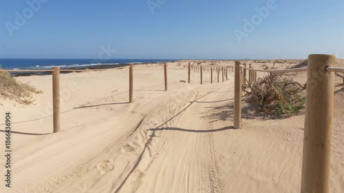 Sandy path in La Graciosa island, Canary Islands, Spain
