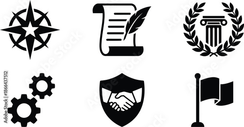 Foundation day icons for national celebration vector set