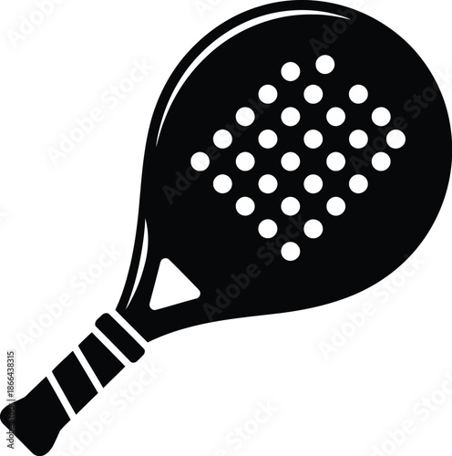 Paddle tennis vector icon. Padel or paddle tennis racket illustration silhouette
