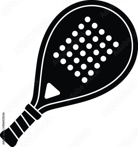 Paddle tennis vector icon. Padel or paddle tennis racket illustration silhouette
