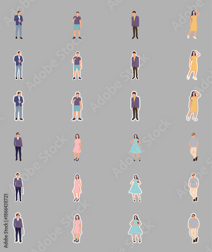 Human People SilhouettesDifferent Poses Isolated Vector