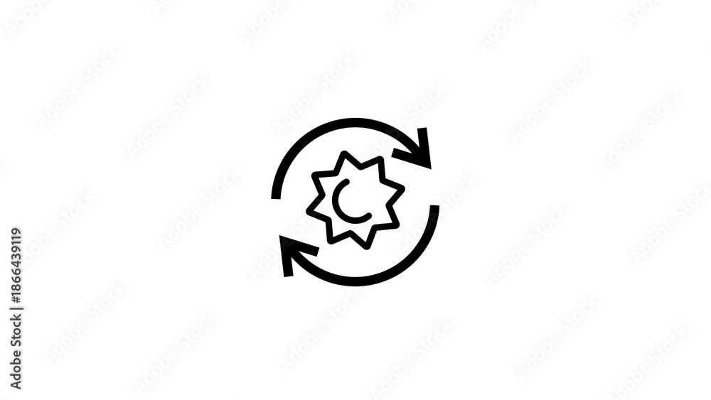 Fototapeta premium Gear icon with circular arrows symbolizing process and repetition
