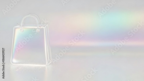Transparent shopping bag product mockup on pastel background