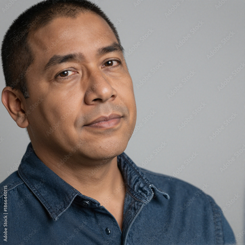 Obraz premium Portrait of a Relaxed Latino Man with Realistic Skin Texture and High Detail