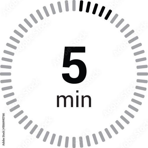 5 minutes timer stopwatch or countdown icon vector isolated on white background