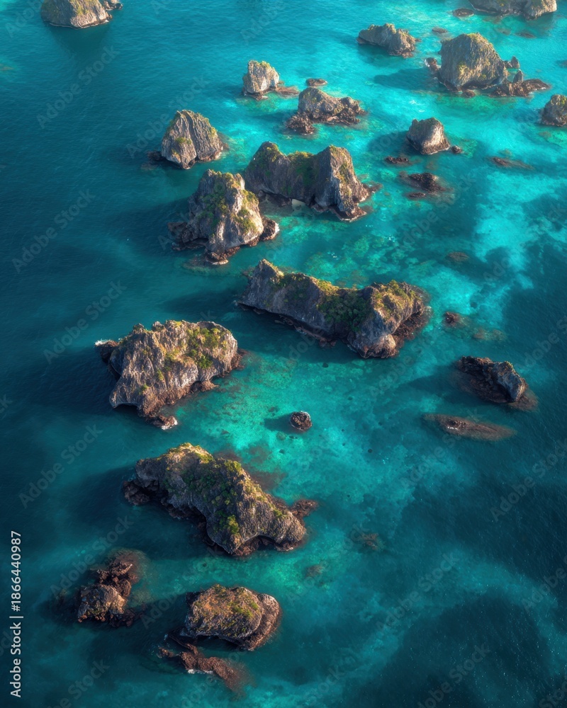 Fototapeta premium Aerial View of Tropical Islands and Turquoise Waters