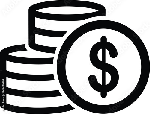 Stacked coins with a prominent dollar sign, symbolizing financial transactions and wealth
