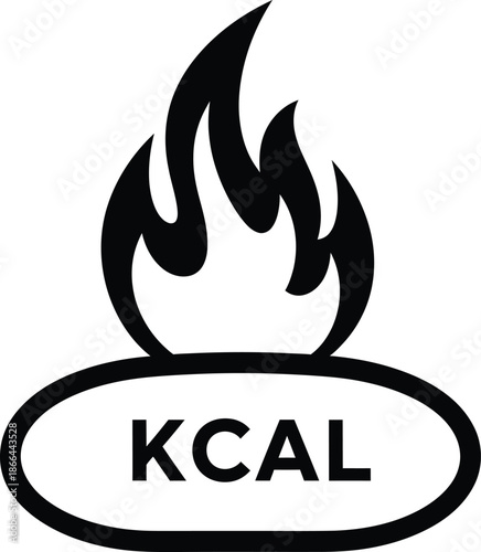 Kcal burning icon illustrating energy consumption and metabolic activity for fitness