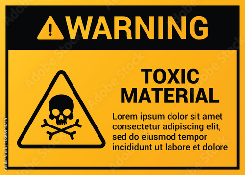 Toxic material hazard warning sign for industrial safety